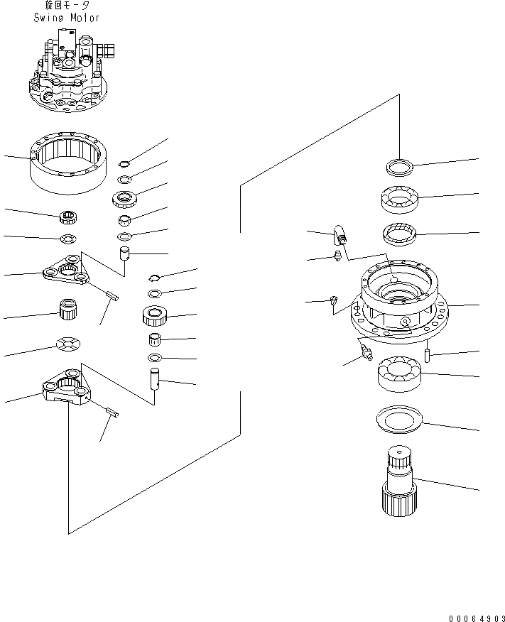 Схема запчастей Komatsu PC78MR-6 - МЕХАНИЗМ ПОВОРОТА (MACHINERY)(№-) ПОВОРОТН. КРУГ И КОМПОНЕНТЫ