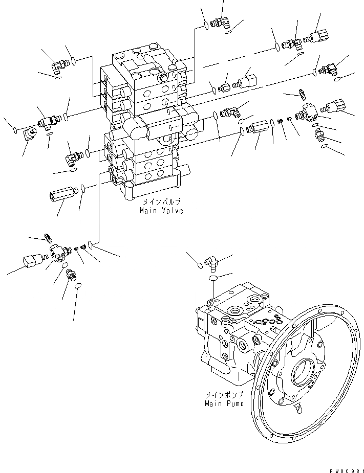 Схема запчастей Komatsu PC78US-6 - P.P.C ОСНОВН. ЛИНИЯ (/)(№-) ГИДРАВЛИКА