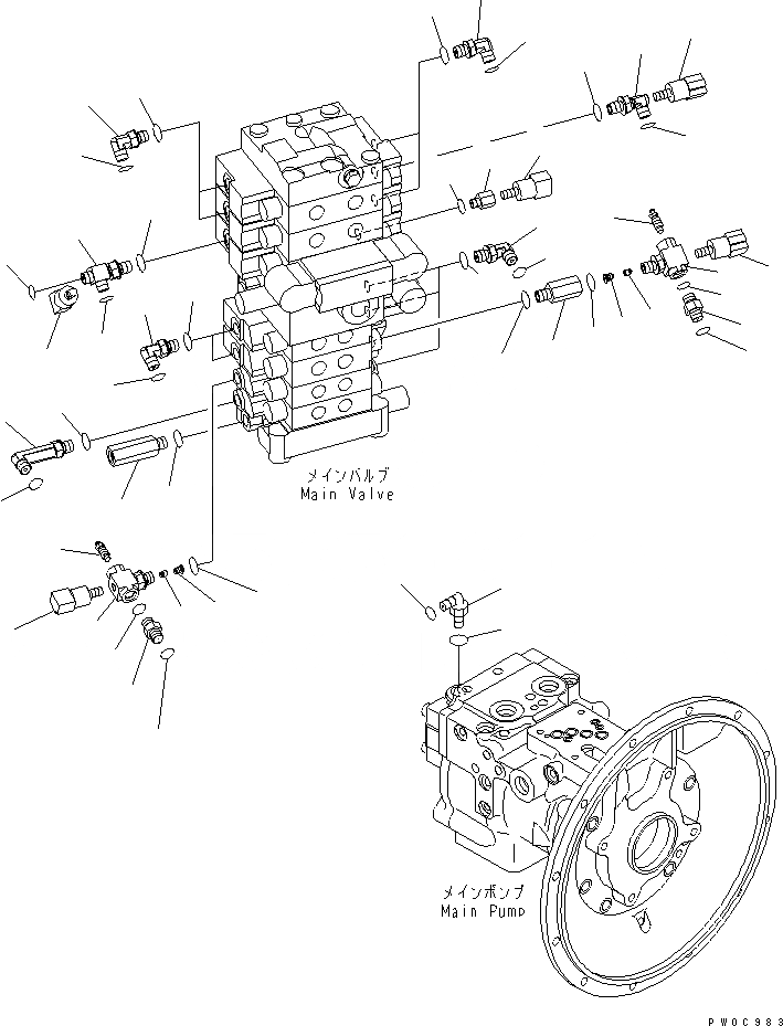 Схема запчастей Komatsu PC78US-6 - P.P.C ОСНОВН. ЛИНИЯ (/) (ОТВАЛ)(№-) ГИДРАВЛИКА