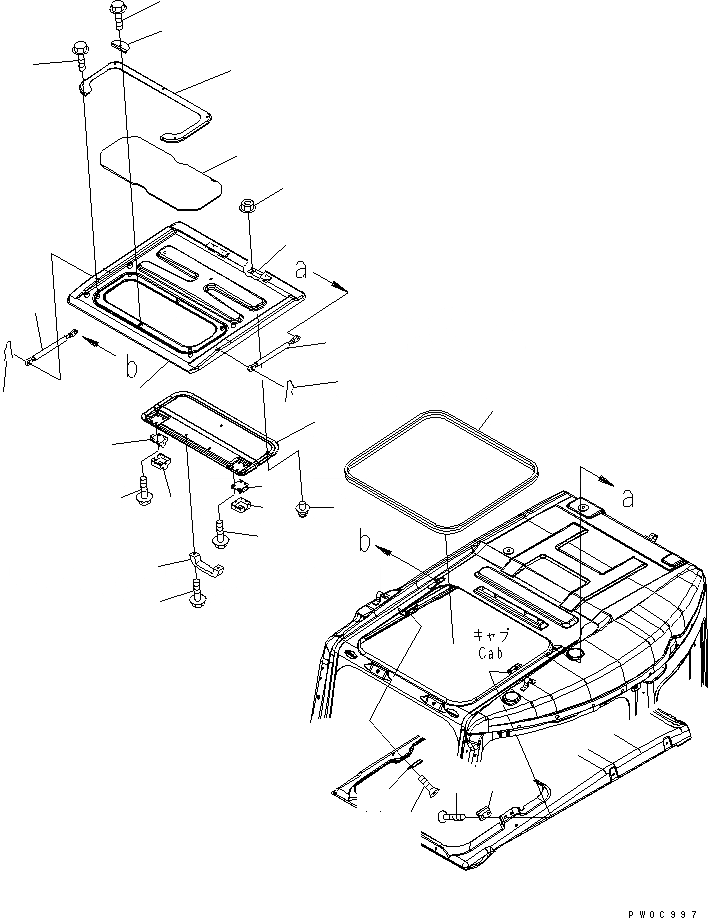 Схема запчастей Komatsu PC78US-6 - КАБИНА (ОКНО В КРЫШЕ)(№-) КАБИНА ОПЕРАТОРА И СИСТЕМА УПРАВЛЕНИЯ