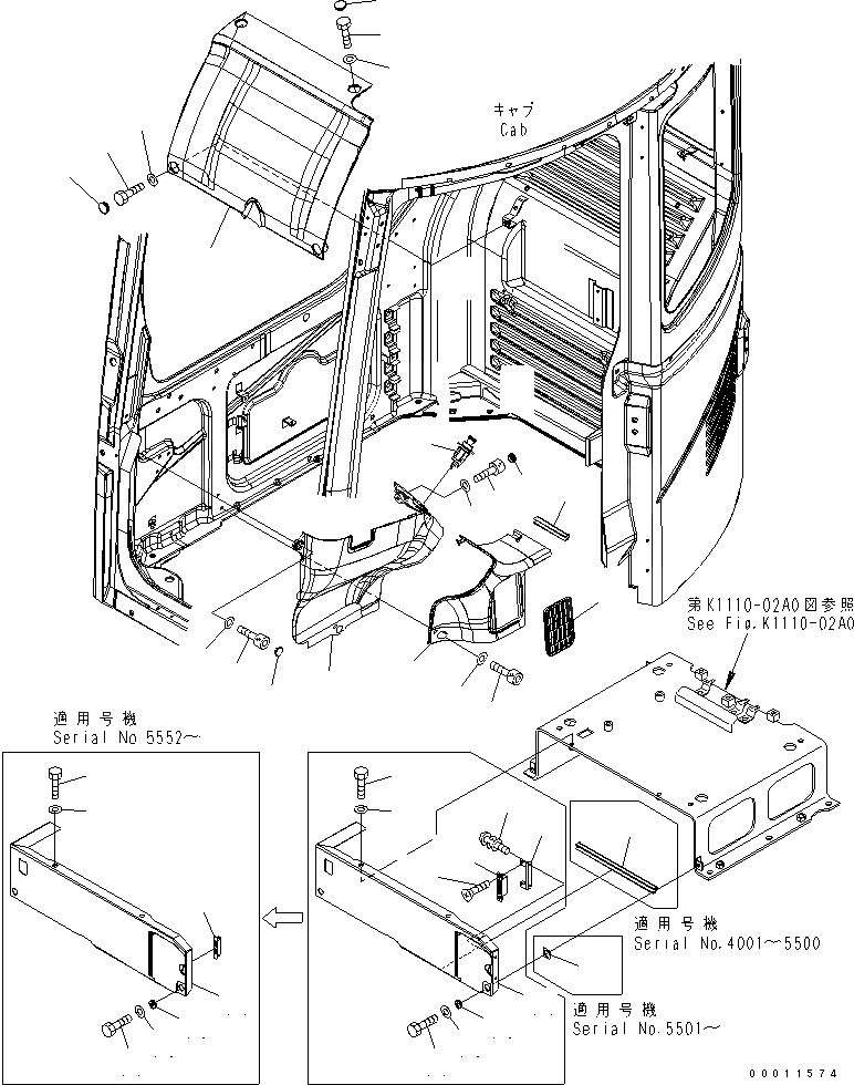 Схема запчастей Komatsu PC78US-6 - ПОКРЫТИЕ ПОЛА (КАБИНА)(№-) КАБИНА ОПЕРАТОРА И СИСТЕМА УПРАВЛЕНИЯ