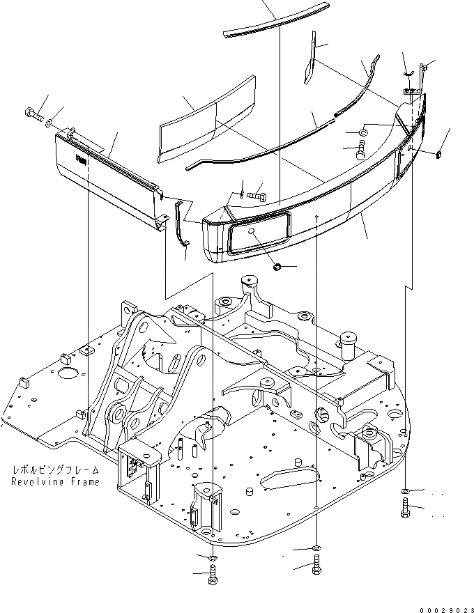 Схема запчастей Komatsu PC78US-6 - ЛЕВ. КРЫШКА(YELНИЗ.)(№-) ЧАСТИ КОРПУСА