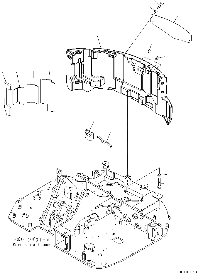 Схема запчастей Komatsu PC78US-6 - ПРОТИВОВЕС (YELНИЗ.)(№-) ЧАСТИ КОРПУСА