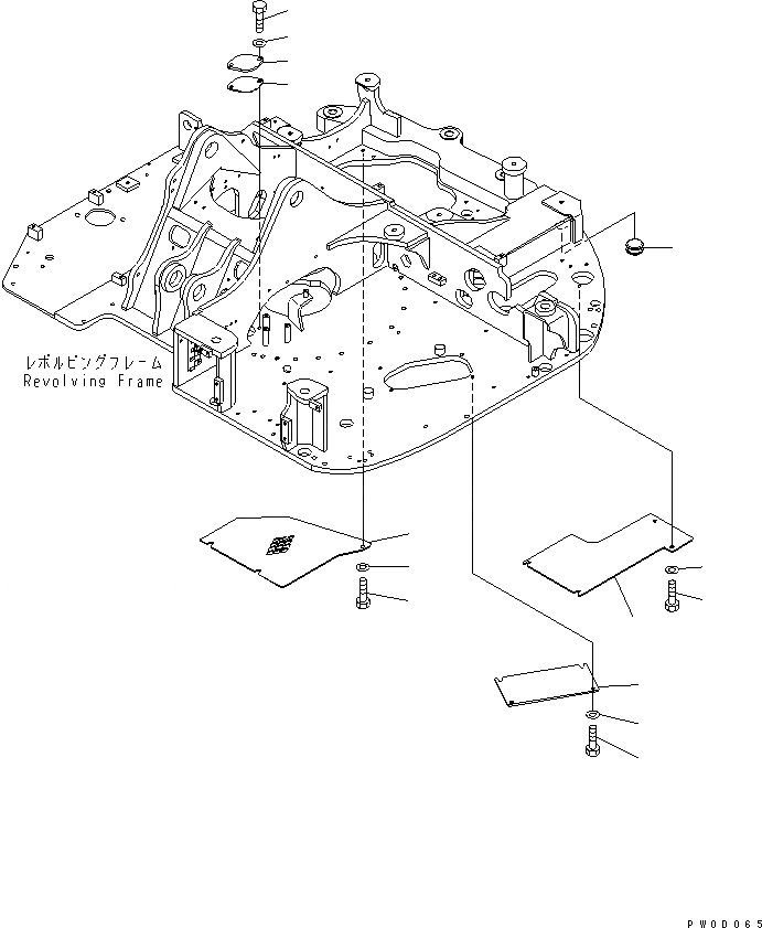 Схема запчастей Komatsu PC78US-6 - НИЖН. КРЫШКА (YELНИЗ.)(№-) ЧАСТИ КОРПУСА