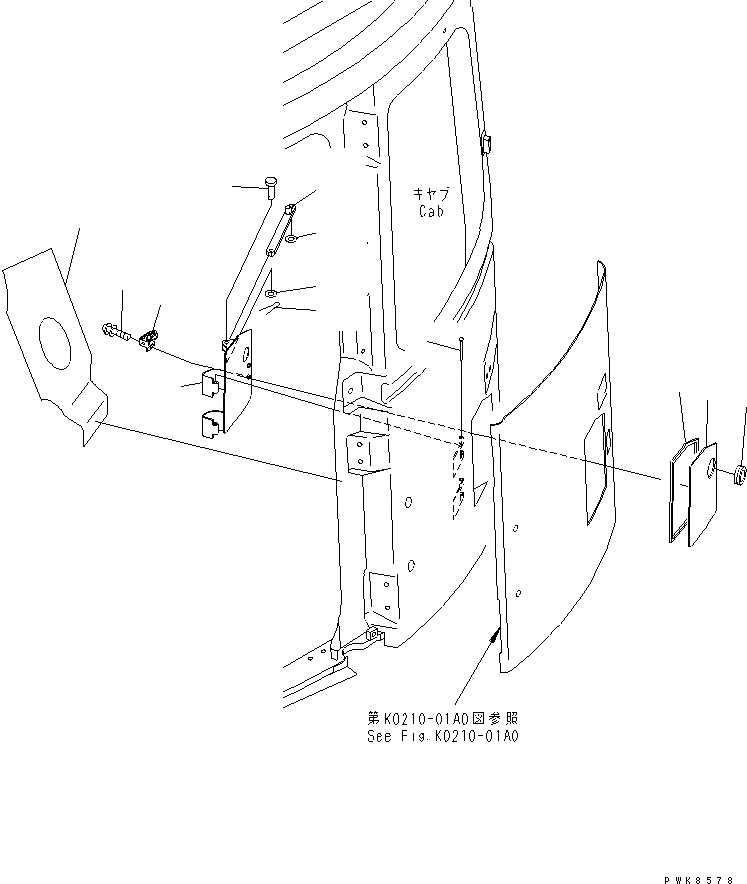 Схема запчастей Komatsu PC78US-5 - КАБИНА (ТОПЛИВН. ПОДАЮЩ. COVER) КАБИНА ОПЕРАТОРА И СИСТЕМА УПРАВЛЕНИЯ