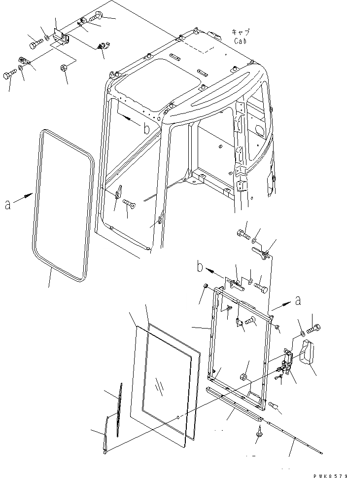 Схема запчастей Komatsu PC78US-5 - КАБИНА (СДВИГ. ВВЕРХ ОКНА) КАБИНА ОПЕРАТОРА И СИСТЕМА УПРАВЛЕНИЯ