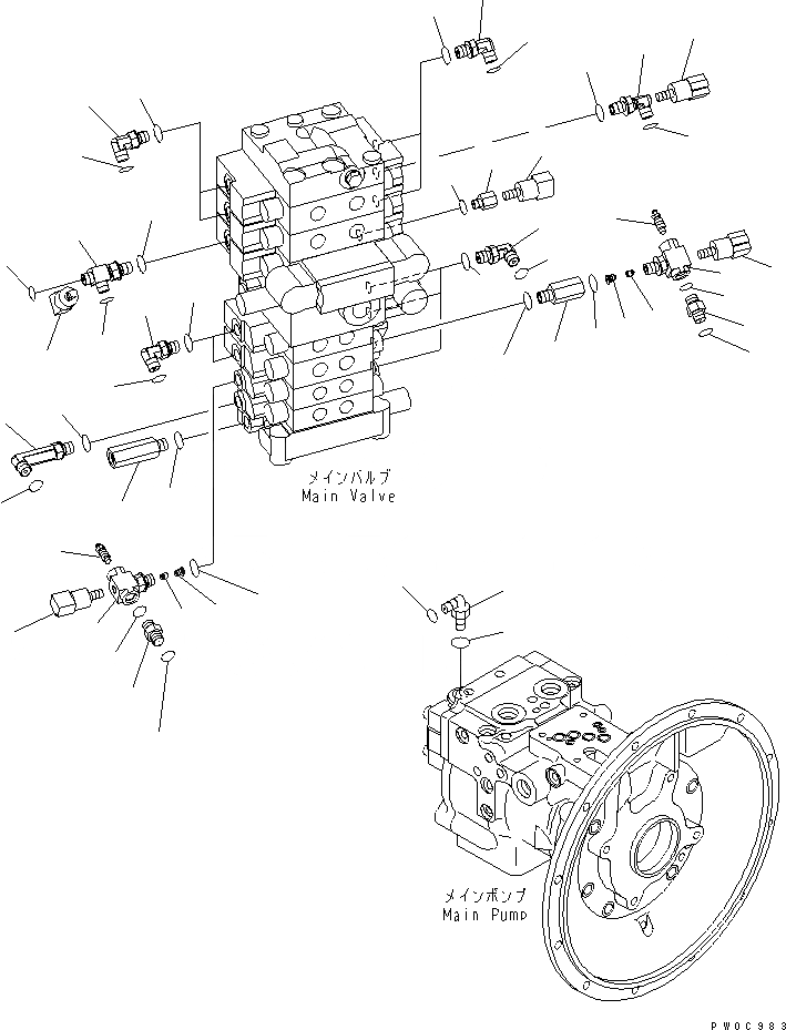 Схема запчастей Komatsu PC78US-6 - P.P.C ОСНОВН. ЛИНИЯ (/) (ОТВАЛ)(№-) ГИДРАВЛИКА