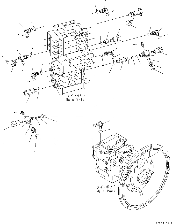 Схема запчастей Komatsu PC78US-6 - P.P.C ОСНОВН. ЛИНИЯ (/) (РУКОЯТЬ CRANE)(№-) ГИДРАВЛИКА