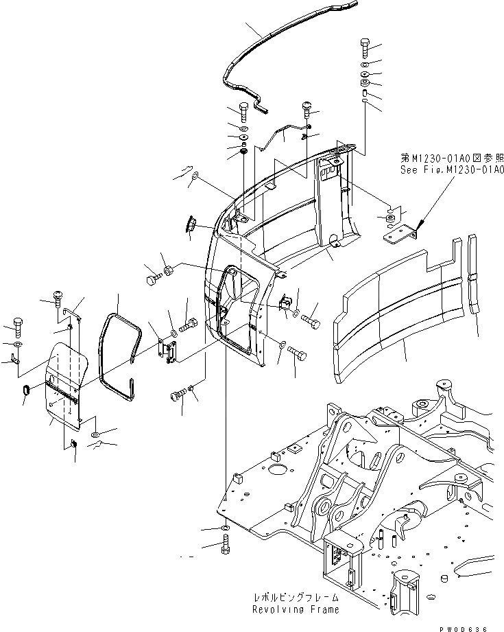 Схема запчастей Komatsu PC78US-6 - ПРАВ. КРЫШКА(YELНИЗ.)(№-) ЧАСТИ КОРПУСА