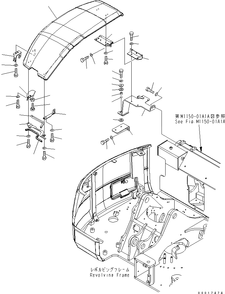 Схема запчастей Komatsu PC78US-6 - ПЕРЕДН. КРЫШКА(БАК COVER)(YELНИЗ.)(/)(№-) ЧАСТИ КОРПУСА