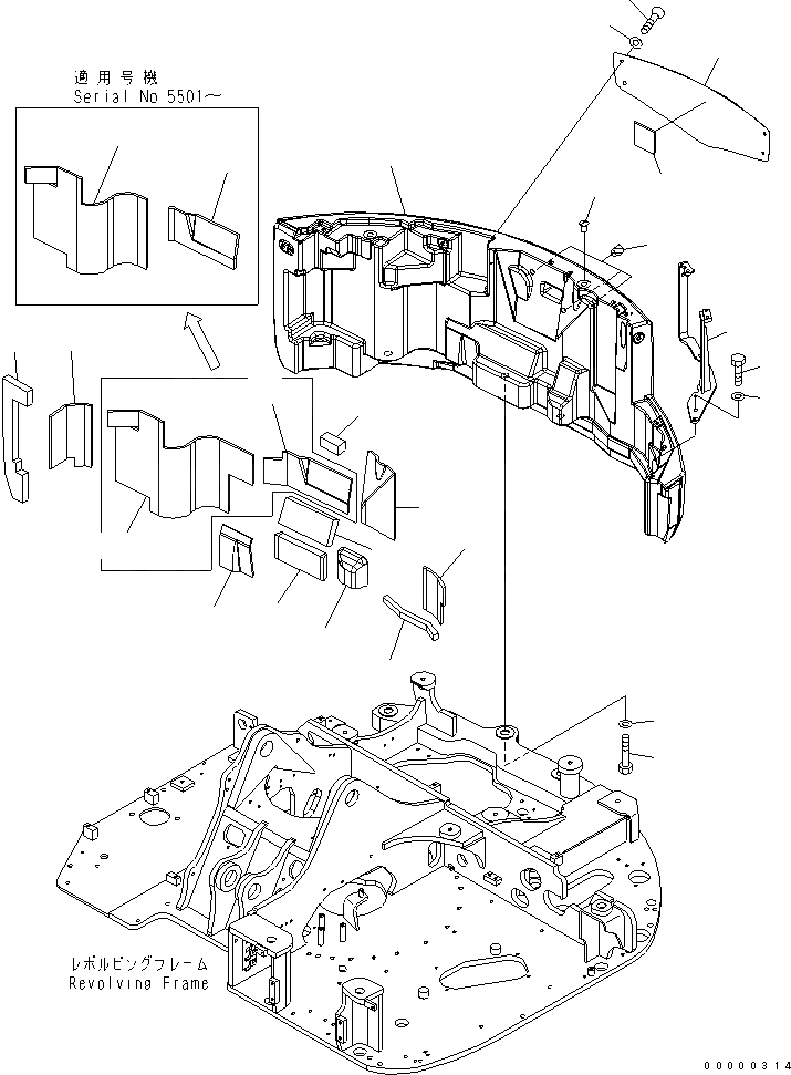 Схема запчастей Komatsu PC78US-6 - ПРОТИВОВЕС (БЕЗ ОТВАЛ)(BLUE)(№-) ЧАСТИ КОРПУСА