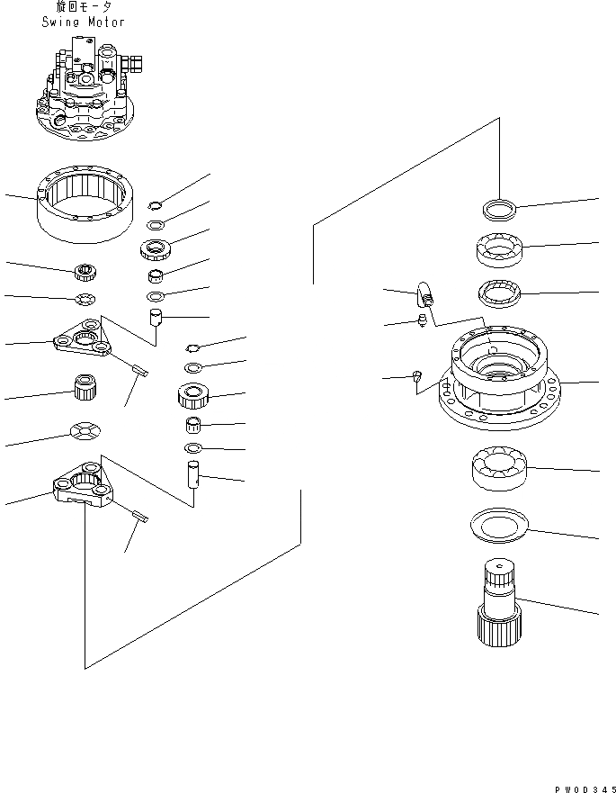 Схема запчастей Komatsu PC78US-6 - МЕХАНИЗМ ПОВОРОТА (MACHINERY)(№-) ПОВОРОТН. КРУГ И КОМПОНЕНТЫ