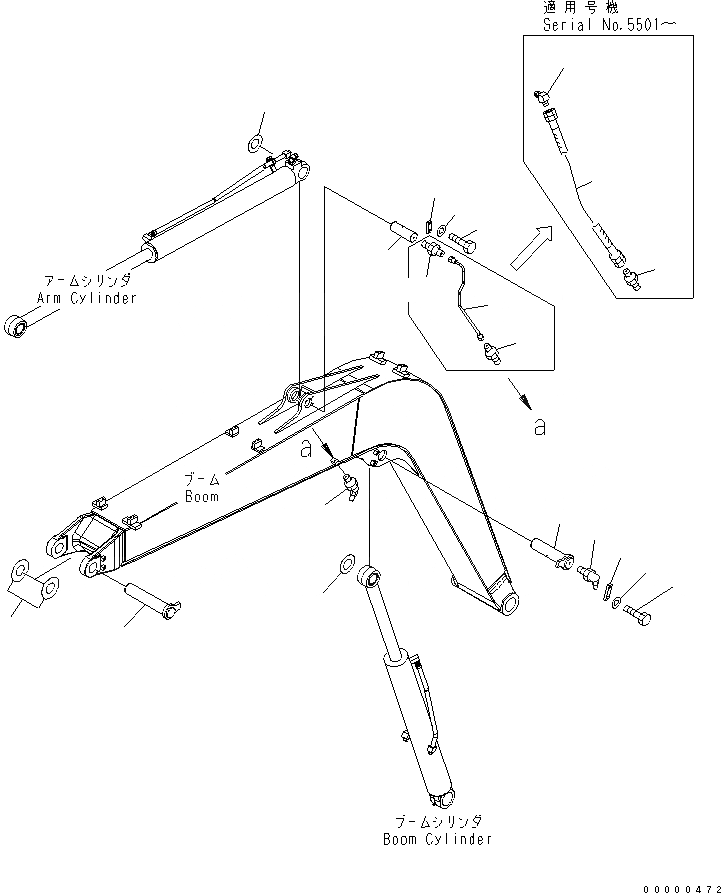 Схема запчастей Komatsu PC78US-6 - СТРЕЛА (ПАЛЕЦ) (РУКОЯТЬ CRANE) (BLUE)(№-) РАБОЧЕЕ ОБОРУДОВАНИЕ