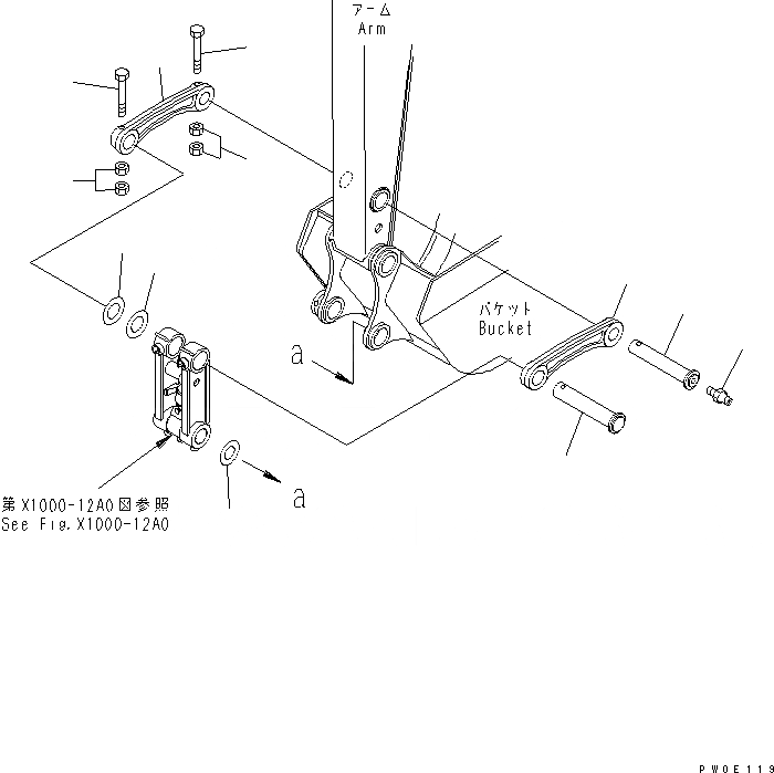 Схема запчастей Komatsu PC78US-6 - СОЕДИНЕНИЕ КОВША (РУКОЯТЬ CRANE) (YELНИЗ.) РАБОЧЕЕ ОБОРУДОВАНИЕ