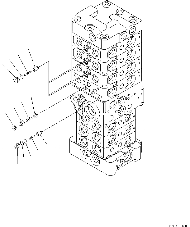 Схема запчастей Komatsu PC78US-6 - ОСНОВН. КЛАПАН (7-КЛАПАН) (/) ОСНОВН. КОМПОНЕНТЫ И РЕМКОМПЛЕКТЫ