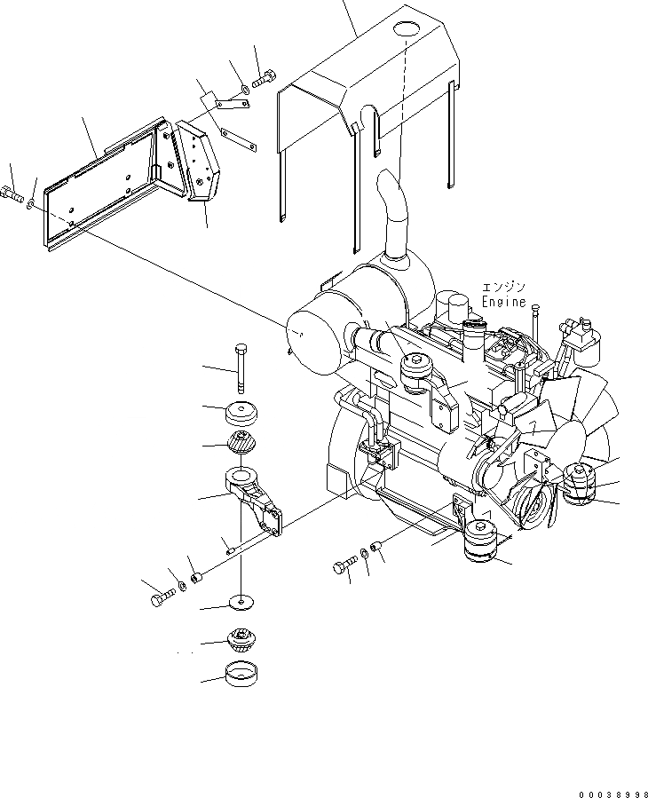 Схема запчастей Komatsu PC78US-6 - КРЕПЛЕНИЕ ДВИГАТЕЛЯ (ЕС NOISE ПОНИЖАЮЩ. ARRANGEMENT )(№888-) КОМПОНЕНТЫ ДВИГАТЕЛЯ