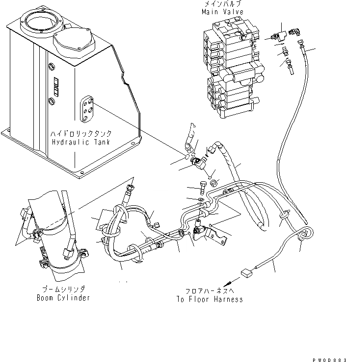 Схема запчастей Komatsu PC78US-6 - ВОЗВРАТН. ЛИНИЯ (СТРЕЛА HOLD) (ДЛЯ ЕС) (ЗАКРЫВАЮЩИЙ КЛАПАНДЛЯ СТРЕЛЫ)(№-) ГИДРАВЛИКА