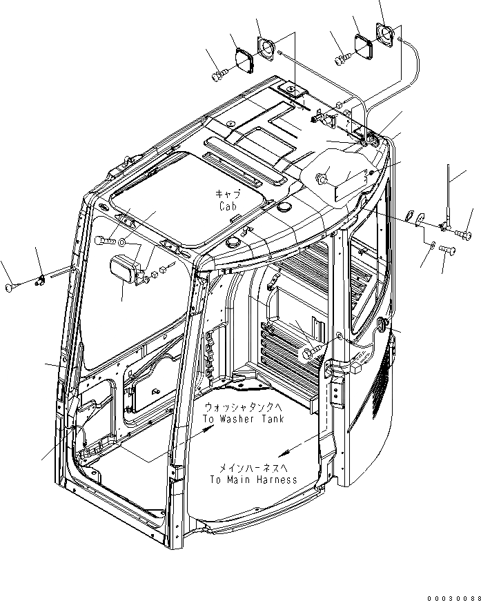 Схема запчастей Komatsu PC78US-6 - КАБИНА (РАДИО)(№-) КАБИНА ОПЕРАТОРА И СИСТЕМА УПРАВЛЕНИЯ