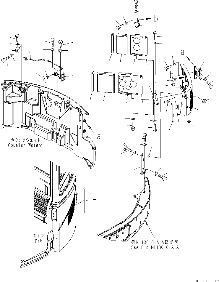 Схема запчастей Komatsu PC78US-6 - КАПОТ (КОРПУС) (ЕС НОВ. NOISE ПОНИЖАЮЩ. ARRANGEMENT )(№888-) ЧАСТИ КОРПУСА