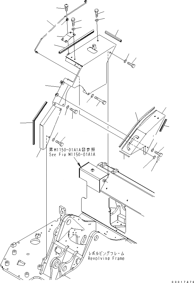 Схема запчастей Komatsu PC78US-6 - ПЕРЕДН. КРЫШКА(БАК COVER) (ДЛЯ НАВЕСН. ОБОРУД.) (YELНИЗ.) (/)(№-) ЧАСТИ КОРПУСА