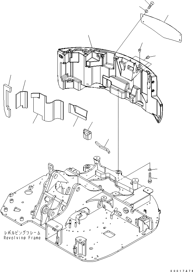 Схема запчастей Komatsu PC78US-6 - ПРОТИВОВЕС (БЕЗ ОТВАЛ)(YELНИЗ.)(№-) ЧАСТИ КОРПУСА