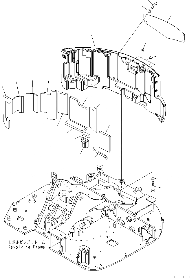 Схема запчастей Komatsu PC78US-6 - ПРОТИВОВЕС (ЕС НОВ. NOISE ПОНИЖАЮЩ. ARRANGEMENT )(№888-) ЧАСТИ КОРПУСА