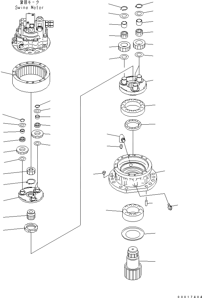 Схема запчастей Komatsu PC78US-6 - МЕХАНИЗМ ПОВОРОТА (MACHINERY)(№-98) ПОВОРОТН. КРУГ И КОМПОНЕНТЫ