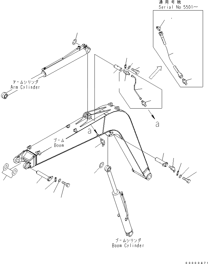 Схема запчастей Komatsu PC78US-6 - СТРЕЛА (ПАЛЕЦ) (YELНИЗ.)(№-) РАБОЧЕЕ ОБОРУДОВАНИЕ