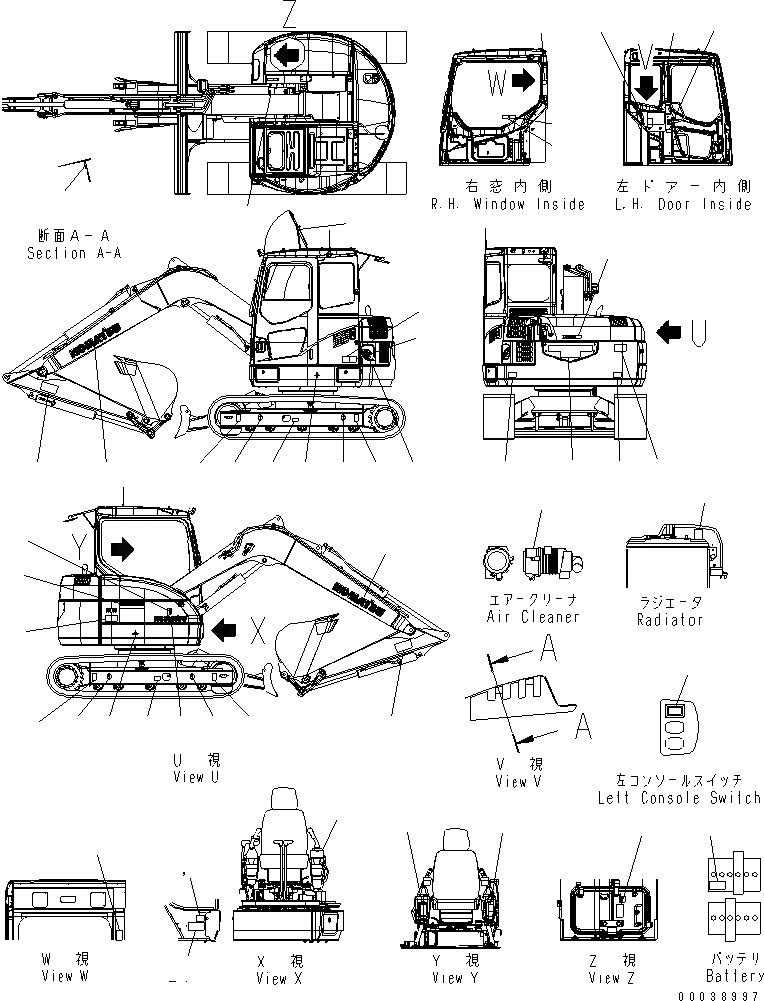 Схема запчастей Komatsu PC78US-6 - МАРКИРОВКА (ЕС НОВ. NOISE ПОНИЖАЮЩ. ARRANGEMENT )(№888-) МАРКИРОВКА