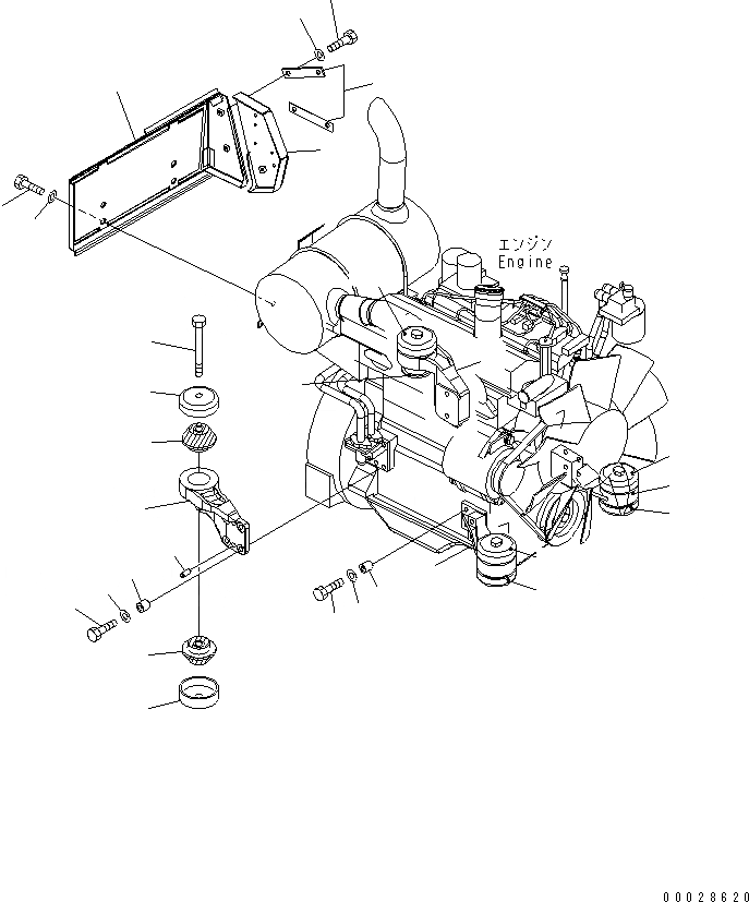 Схема запчастей Komatsu PC78US-6 - КРЕПЛЕНИЕ ДВИГАТЕЛЯ(№-) КОМПОНЕНТЫ ДВИГАТЕЛЯ