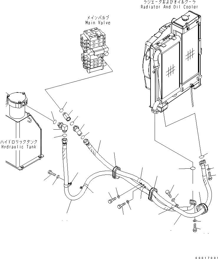 Схема запчастей Komatsu PC78US-6 - МАСЛООХЛАДИТЕЛЬ ЛИНИЯ(№-) ГИДРАВЛИКА