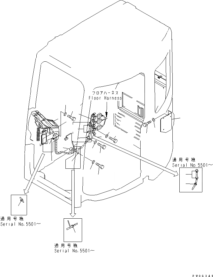 Схема запчастей Komatsu PC78US-6 - КАБИНА (ЭЛЕКТРОПРОВОДКА) КАБИНА ОПЕРАТОРА И СИСТЕМА УПРАВЛЕНИЯ