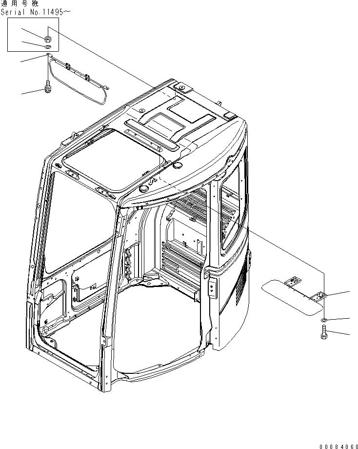 Схема запчастей Komatsu PC78US-6 - КОЗЫРЕК ОТ СОЛНЦА. КАБИНА ОПЕРАТОРА И СИСТЕМА УПРАВЛЕНИЯ