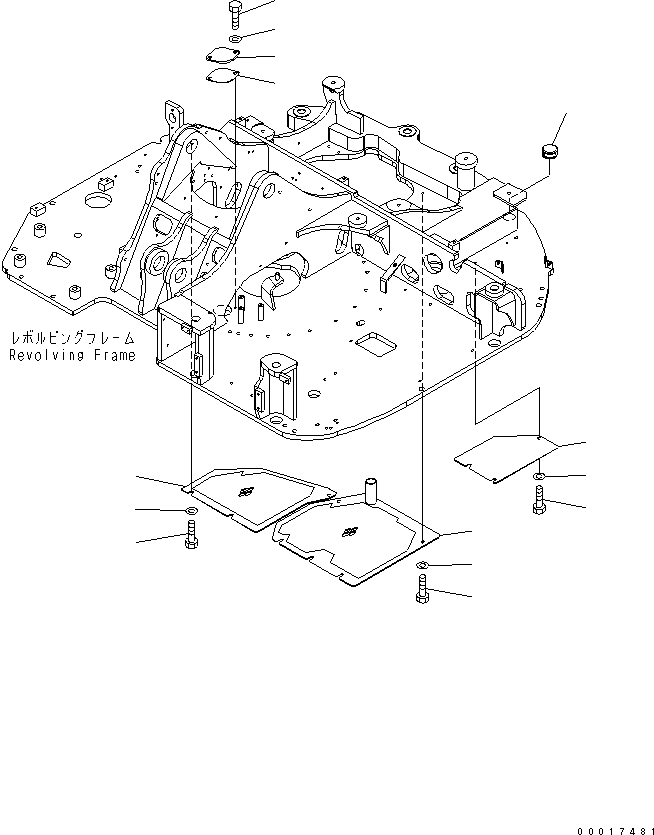 Схема запчастей Komatsu PC78US-6 - НИЖН. КРЫШКА (ЕС НОВ. NOISE ПОНИЖАЮЩ. ARRANGEMENT )(№888-) ЧАСТИ КОРПУСА