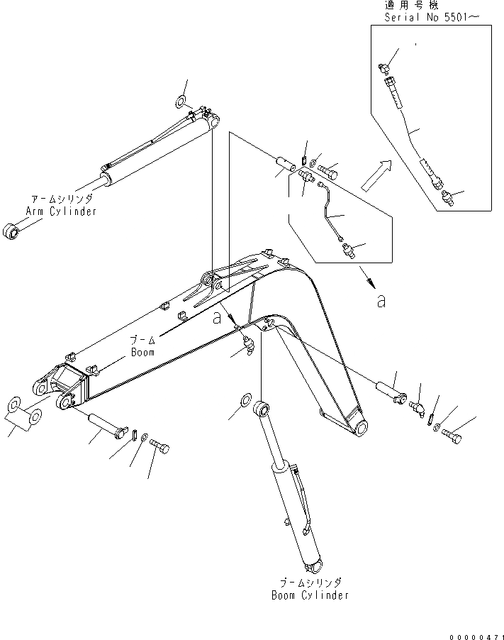 Схема запчастей Komatsu PC78US-6 - СТРЕЛА (ПАЛЕЦ) (YELНИЗ.)(№-) РАБОЧЕЕ ОБОРУДОВАНИЕ