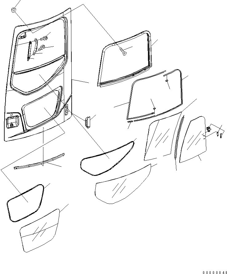 Схема запчастей Komatsu PC78UU-6 - КАБИНА (ДВЕРЬ) (С ДВЕРЬЮ РАМА)(№-) КАБИНА ОПЕРАТОРА И СИСТЕМА УПРАВЛЕНИЯ