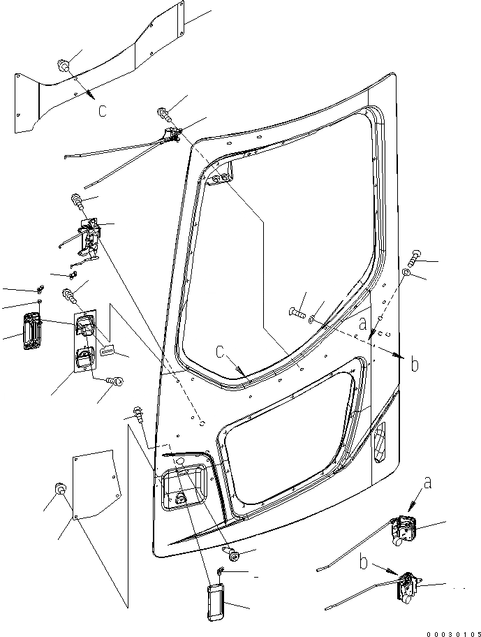 Схема запчастей Komatsu PC78UU-6 - КАБИНА (ЗАМОК ДВЕРИ МЕХАНИЗМ)(№-) КАБИНА ОПЕРАТОРА И СИСТЕМА УПРАВЛЕНИЯ