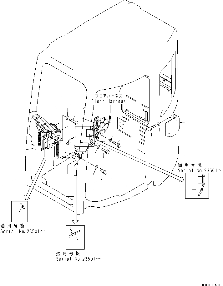 Схема запчастей Komatsu PC78UU-6 - КАБИНА (ЭЛЕКТРОПРОВОДКА) КАБИНА ОПЕРАТОРА И СИСТЕМА УПРАВЛЕНИЯ