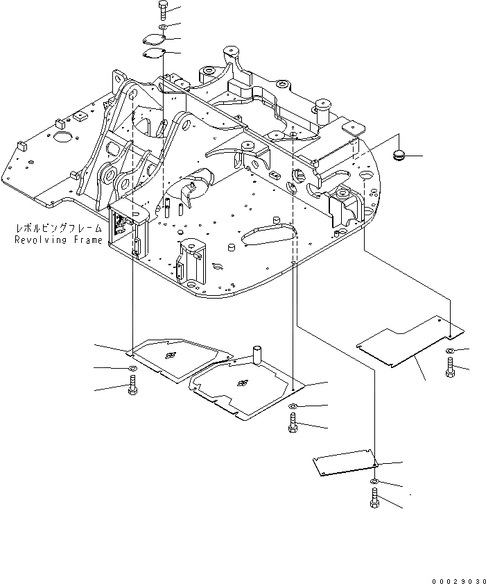 Схема запчастей Komatsu PC78UU-6 - НИЖН. КРЫШКА (YELНИЗ.) ЧАСТИ КОРПУСА