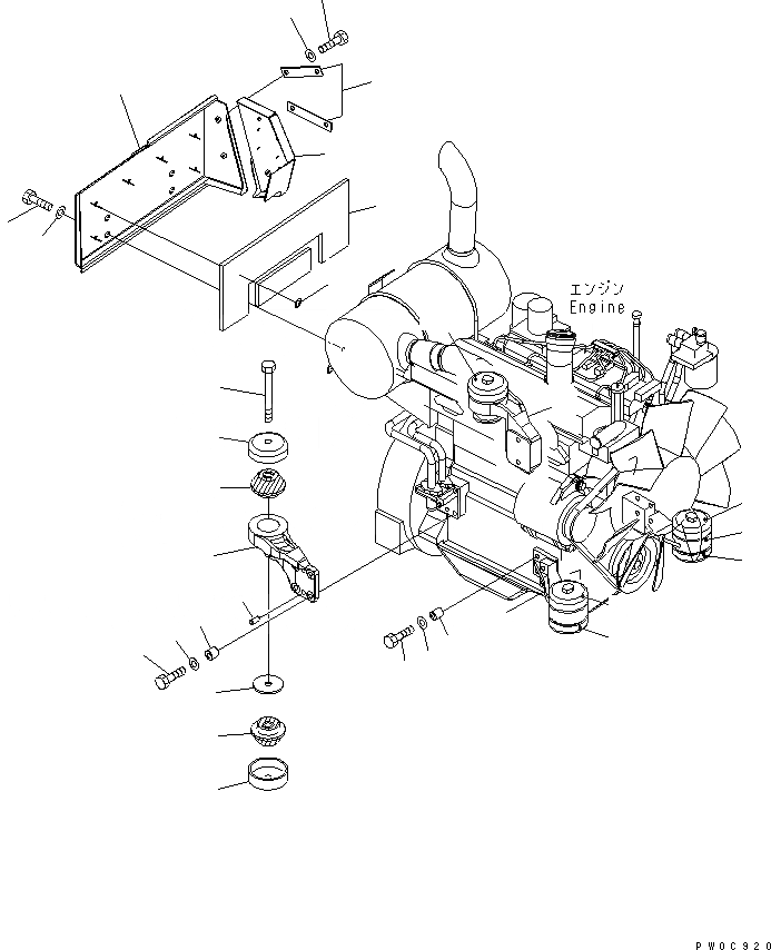 Схема запчастей Komatsu PC78UU-6 - КРЕПЛЕНИЕ ДВИГАТЕЛЯ КОМПОНЕНТЫ ДВИГАТЕЛЯ