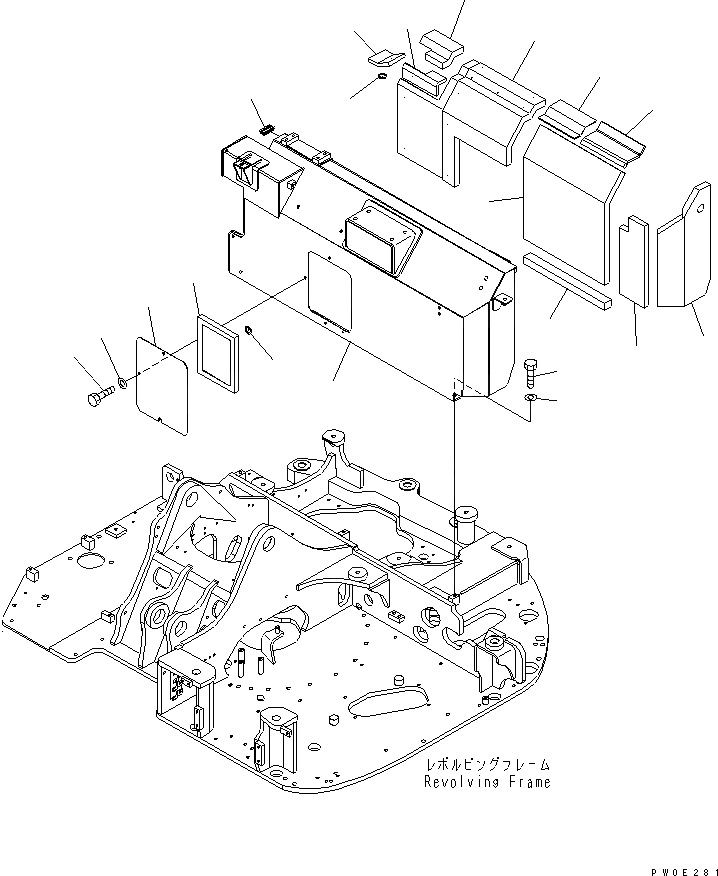 Схема запчастей Komatsu PC78UU-6 - ПЕРЕГОРОДКА. КРЫШКА(ДЛЯ НАВЕСА)(№-) ЧАСТИ КОРПУСА