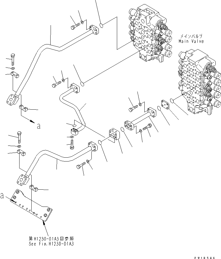 Схема запчастей Komatsu PC800-6 - КЛАПАН ПОДАЮЩ. ТРУБЫ (КОВШ)(№-) ГИДРАВЛИКА