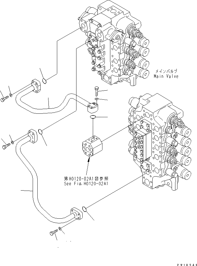 Схема запчастей Komatsu PC800-6 - КЛАПАН ПОДАЮЩ. ТРУБЫ (ПРЯМ. ХОД)(№-) ГИДРАВЛИКА