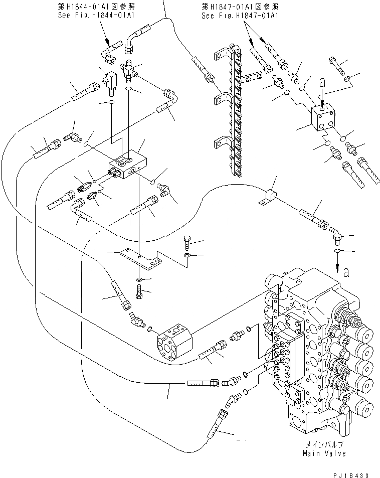 Схема запчастей Komatsu PC800-6 - РАСПРЕДЕЛИТ. КЛАПАН ЛИНИЯ(№-) ГИДРАВЛИКА