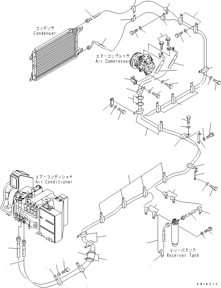 Схема запчастей Komatsu PC800-6 - КОНДИЦ. ВОЗДУХА (СОЕД. ШЛАНГОВ)(№-) КАБИНА ОПЕРАТОРА И СИСТЕМА УПРАВЛЕНИЯ