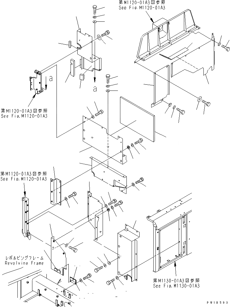 Схема запчастей Komatsu PC800-6 - ПЕРЕГОРОДКА. КРЫШКА(КАБИНА)(№-) ЧАСТИ КОРПУСА