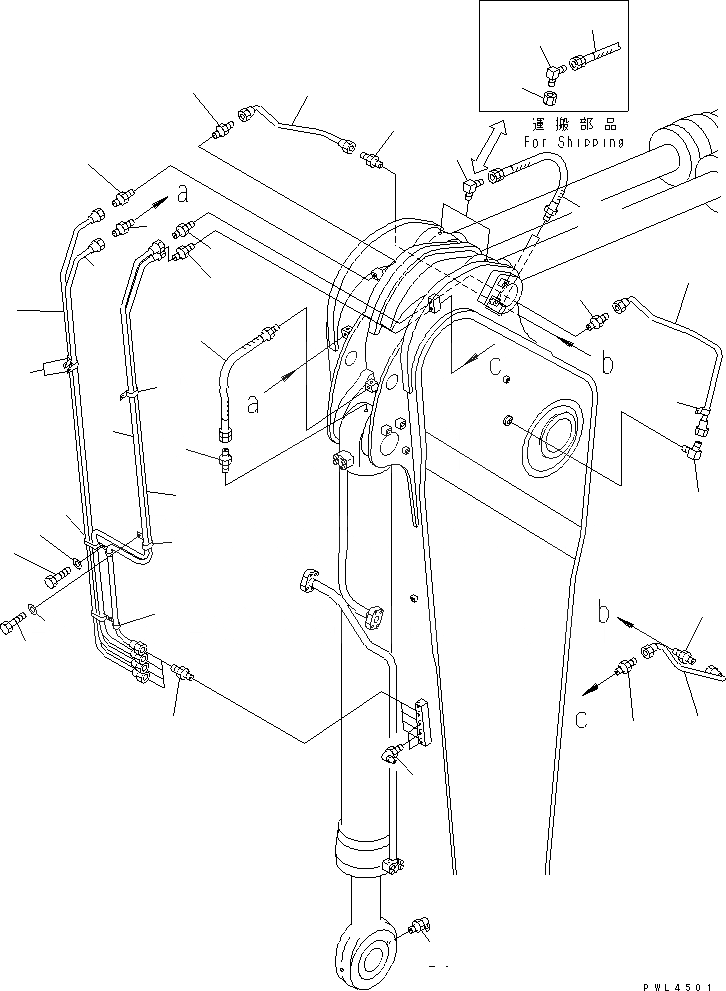 Схема запчастей Komatsu PC800-6-AM - РУКОЯТЬ (.M) (СМАЗКА) (ДЛЯ ЭКСКАВАТ.)(№-) РАБОЧЕЕ ОБОРУДОВАНИЕ