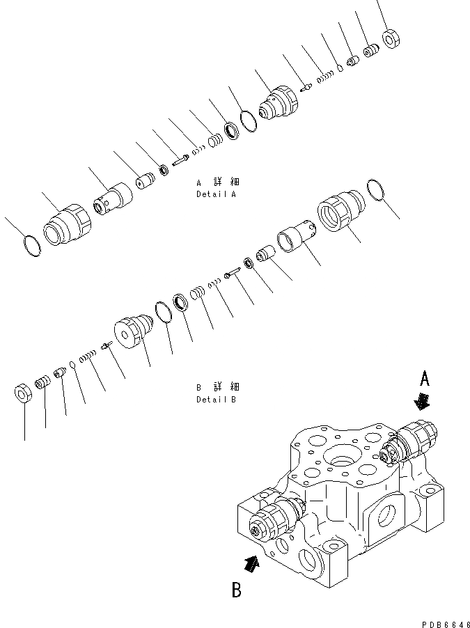 Схема запчастей Komatsu PC800-6-AM - ОСНОВН. КЛАПАН (/) (-СЕКЦ.) (ДЛЯ ПОГРУЗ.)(№9-) ОСНОВН. КОМПОНЕНТЫ И РЕМКОМПЛЕКТЫ