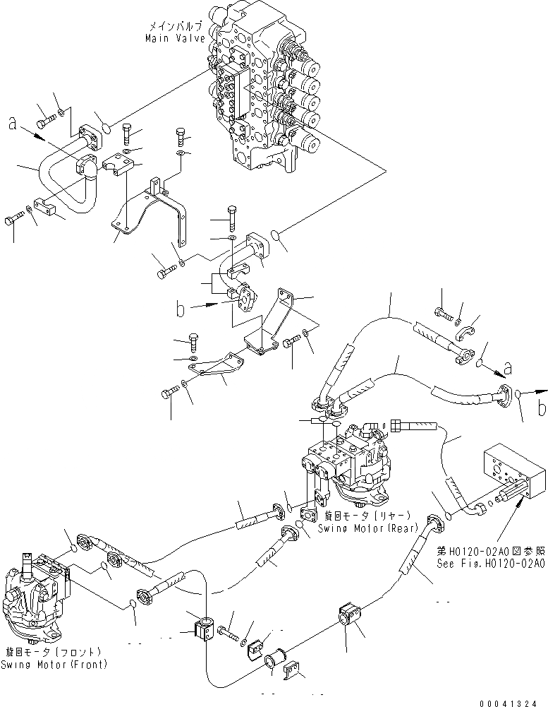 Схема запчастей Komatsu PC800-8R - КЛАПАН ПОДАЮЩ. ТРУБЫ (ПОВОРОТН.) ГИДРАВЛИКА