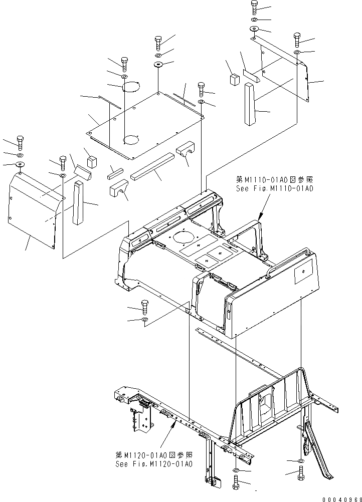 Схема запчастей Komatsu PC800-8R - КАПОТ (COVER¤ ПРАВ.) ЧАСТИ КОРПУСА